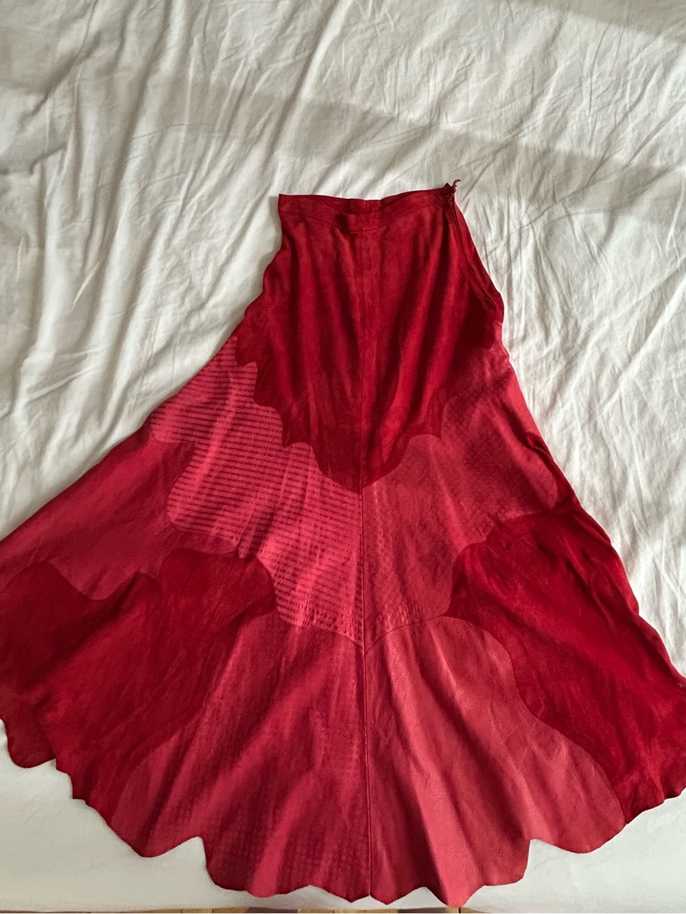 Vintage Spanish suede red midi skirt